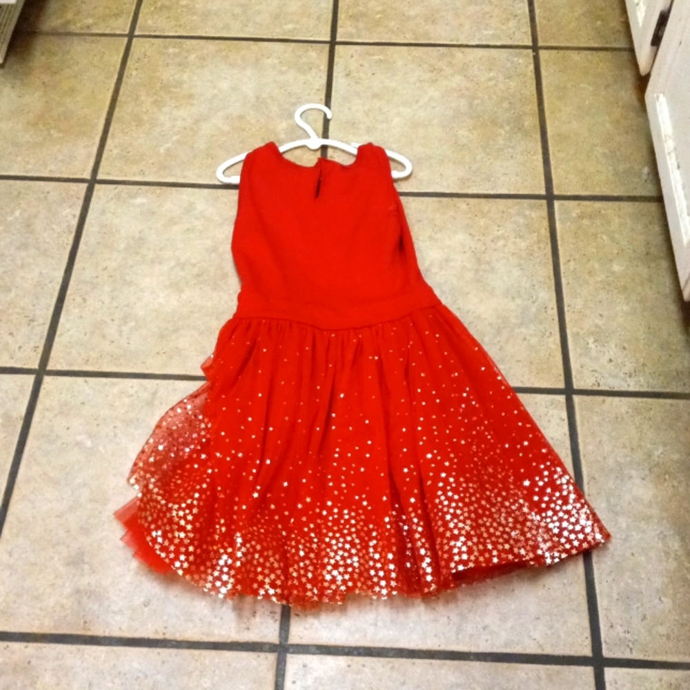 Little girls red and gold dress